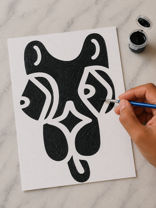 Abstract Dog Silhouette Painting Card Kit
