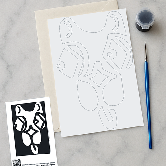 Abstract Dog Silhouette Painting Card Kit